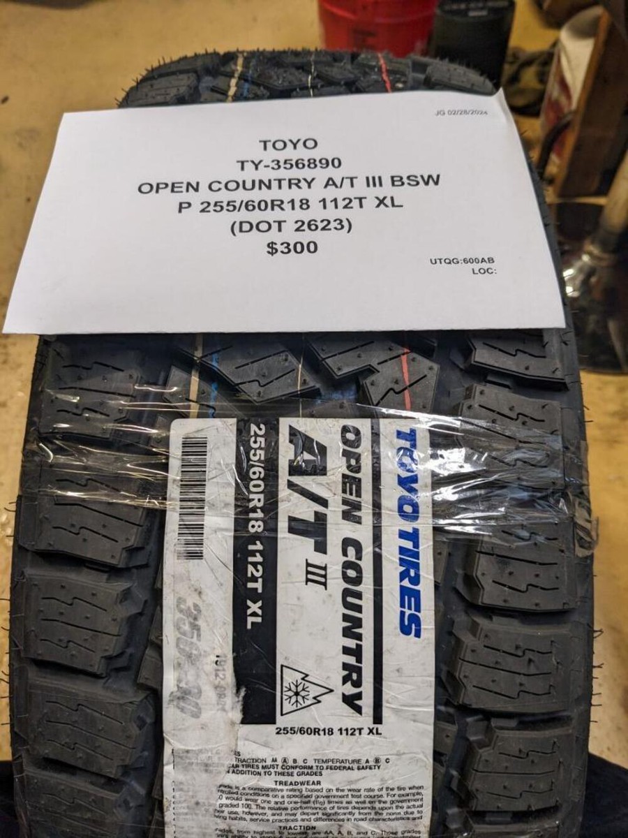 TOYO OPEN COUNTRY A/T III BSW P 255 60 18 112T XL TIRE 356890 CQ1 TOYO OPEN COUNTRY A/T III BSW P 255 60 18 112T XL TIRE 356890 CQ1