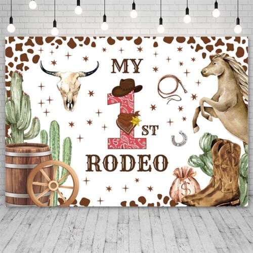 7x5ft My First Rodeo Birthday Backdrop Boy Cowboy First Birthday Backdrop My ... - Picture 4 of 6