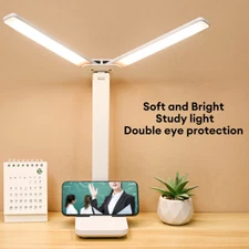 Desk Lamp Double Head Table Light Reading Lamp USB Reading Light Bedside Light