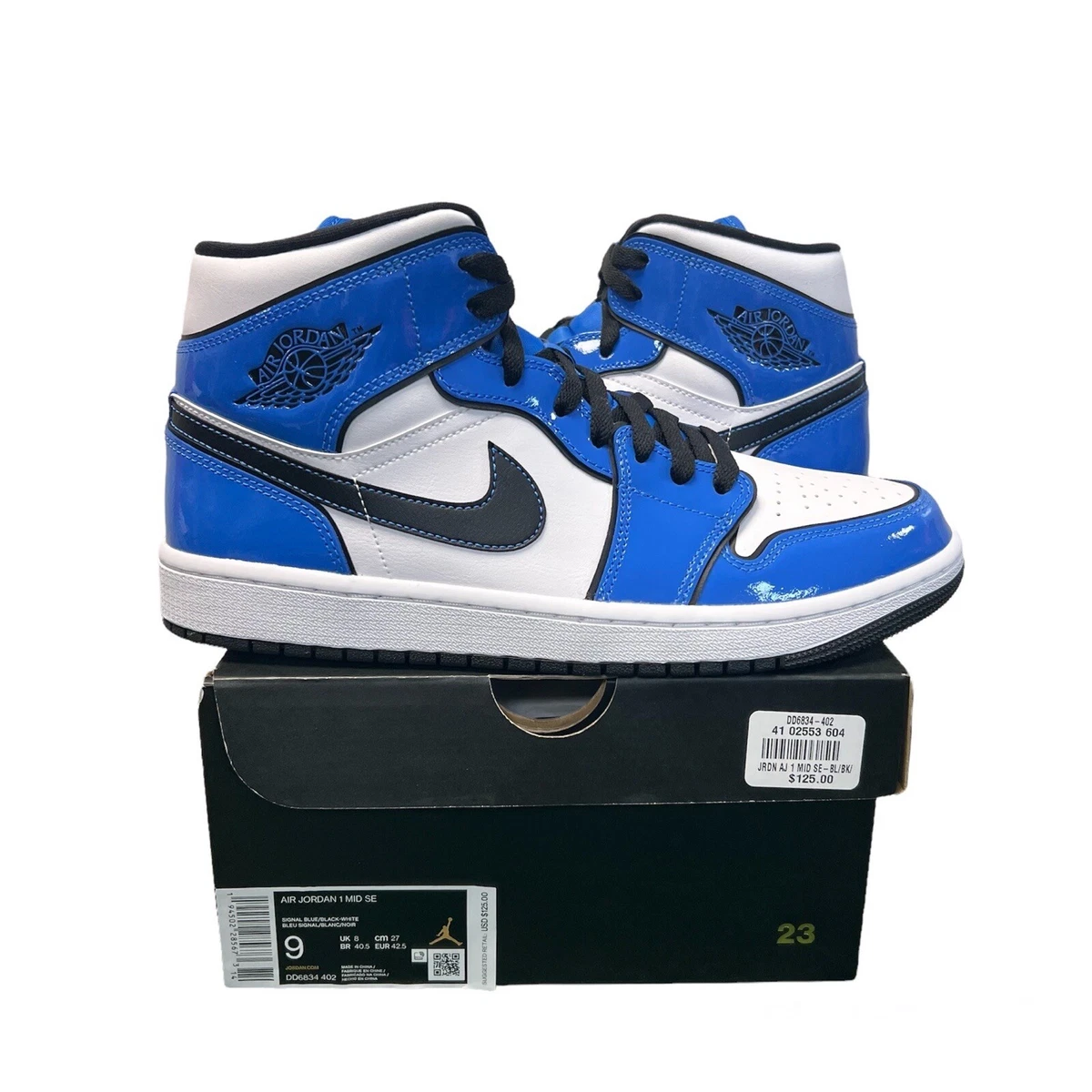 Nike Air Jordan 1 Mid SE Shoes Signal Blue Black White DD6834-402 Men's  Size 9