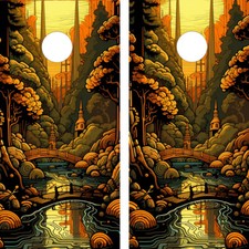 FADEPROOF Cornhole Board Wraps Laminated  / Waterway