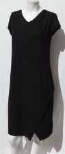 CHICO’S Black Rayon Jersey Knit V Neck Cap Slv Wrap Tee Shirt Dress 0 US 4 6 S