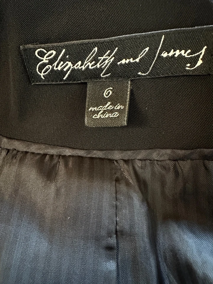 Elizabeth and James Long Boyfriend Blazer Jacket 3/4 Sleeves Black - Image 4 of 4