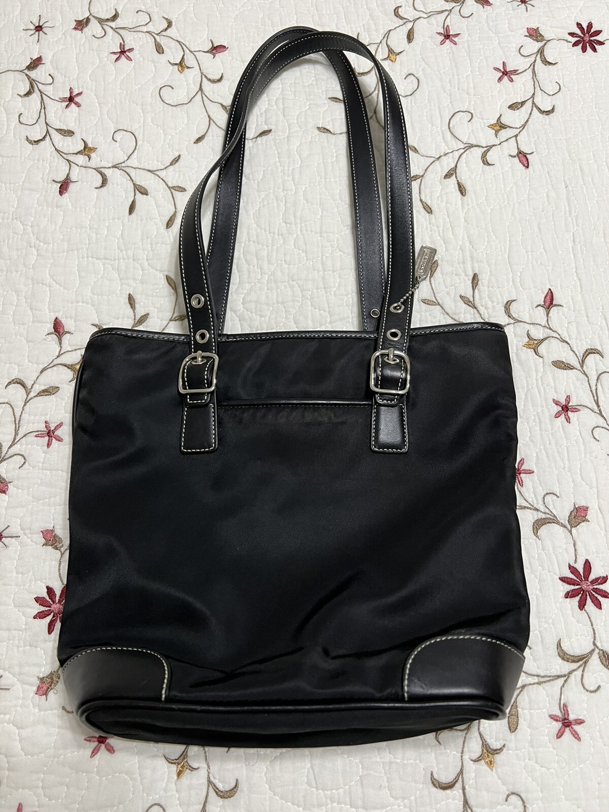 Coach Small Black Nylon/Leather Tote Gem
