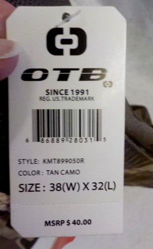 Camouflage OTB Jeans Size 38" X 32" NWT Green Web Belt Cargo Pocket 100% Cotton - Picture 12 of 12