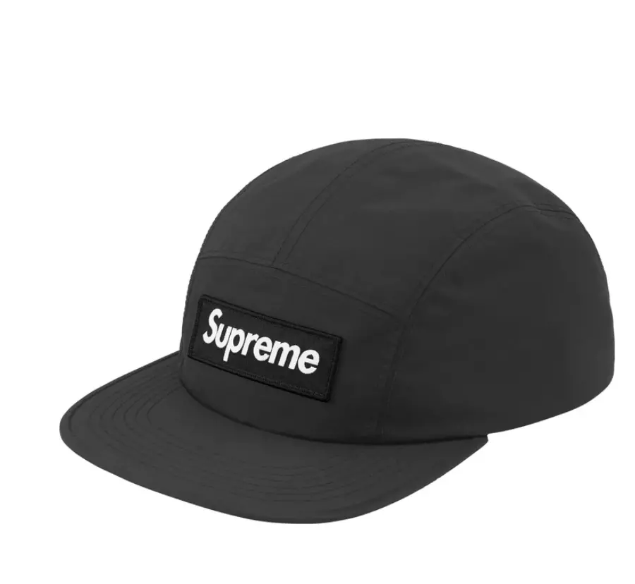 Casquette de camp neuve SUPREME SS25 GORE TEX NOIRE RÉFLÉCHISSANTE 2025