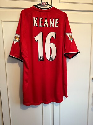 Manchester United Man Utd 2000-2002 Keane 16 Home Football Shirt