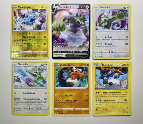 Lot de 6 cartes Pokémon JCG - Tornadus V, Thunderus, Landorus - LP/NM - Photo 1 sur 2