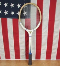 Vintage 1950s Magnan Wood Tennis Racquet Aristocrat Model White Great Display!