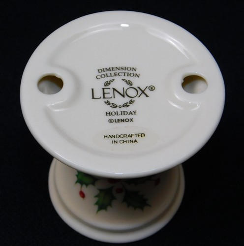 2 Pc Set Lenox Holiday Holly Christmas Porcelain Candlesticks with Tapers NIB - Picture 4 of 5