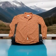 Simms Shirt Mens Large Orange Long Sleeve Button Up Fishing Lightweight!!