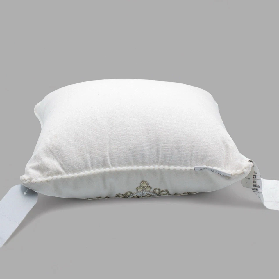 Almohada blanca suave de invierno bordada con cuentas Glitz Glimmer nueva con etiquetas 12x12” 2021 Foto 4 de 4