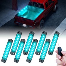 8pcs Cyan Led Rock Neon Lights Kit With Switch For Jeep Off-road Truck Boat Car