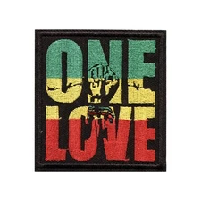 One Love Bob Marley Rasta Fist Embroidered Patch – Reggae Iron-On Patch