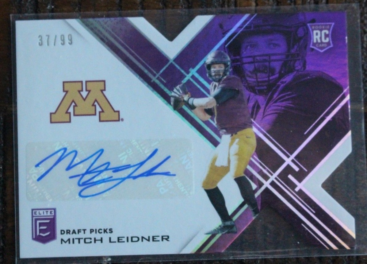 2017 Elite Draft Picks Die Cut Purple #152 RC Mitch Leidner Minnesota Auto /99