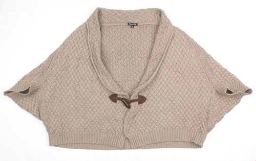 MASSIMO DUTTI Cardigan donna marrone tortora boho sciolto drappeggio misto la... - Foto 14 di 24