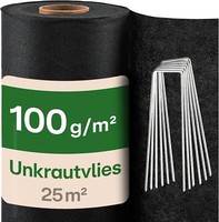 Unkrautvlies 100G/M² – 25M² Uv-Stabil, ReißFest Unkrautvlies Mit 12 Erdankern