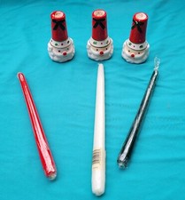 Vintage Mid Century Santa Candle Holders Commodore Japan Christmas 3 Candles Lot