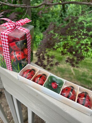 NEW Crate & Barrel Ladybug Floating Candles  + Goodluck Ladybugs Candles