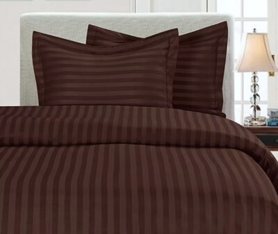 100% Egyptian Cotton Duvet Set 650 TC ~ Dark Brown ~ Olympic Queen 90'' x 90'' NEW