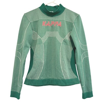 Kappa Authentic Jaworzno Long Sleeve Athletic Shirt Activewear Green Red L-XL