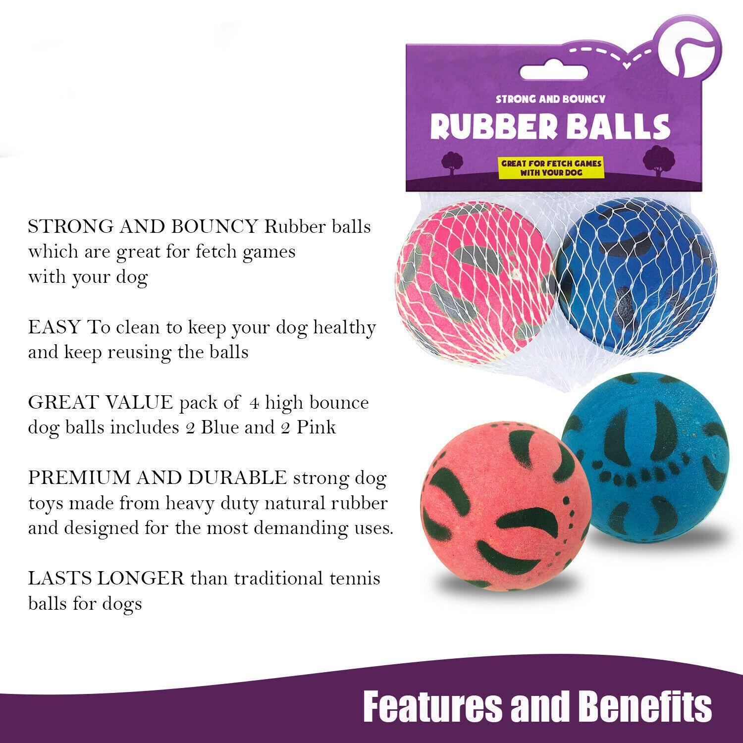 4 PCS Pet Dog Rubber Balls Bouncy Puppy Solid Hard Play Ball Fun Fetch