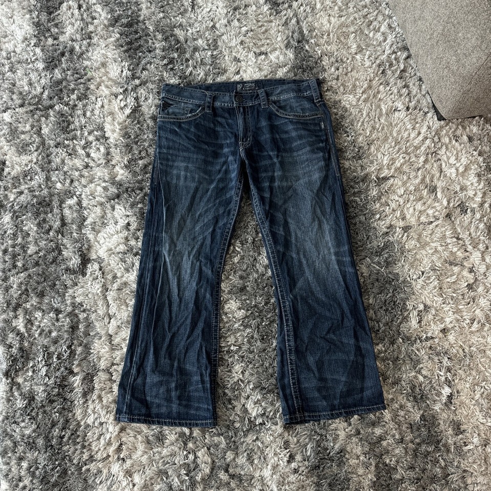 Jean Rare Silver Embroidered Full Art Size 38x30 Zac Length Y2K Jnco