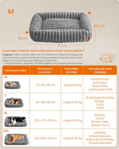 Panier pour Chien, Panier Orthopédique de Taille Moyenne, Coussin Chien - Photo 6/6