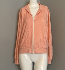 Vintage Terry Cloth Track Jacket Full Zip KoKo Knits California 1970s Women s 14