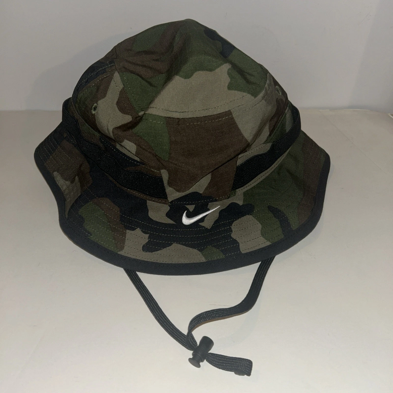 Nike Bucket Hat Camo Black Adult Medium Dri-Fit Hunting Cu6612-222 New Size M