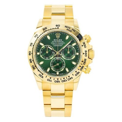 Rolex Cosmograph Daytona Green Dial Yellow Gold Chronograph Men's Wristwatch