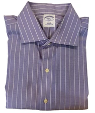 Brooks Brothers Dress Shirt Mens 16 - 32/33 Slim Fit Lavender w Stripe Cotton