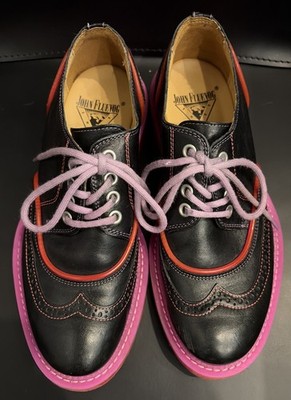 John Fluevog GUARDIAN ANGEL NATE Neon Brogue Derby Shoes W7.5/M5.5 Wingtipped