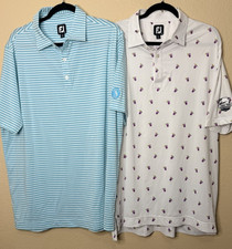 FootJoy FJ XL All Over Print Striped Golf Performance Polo Shirt Drinks White