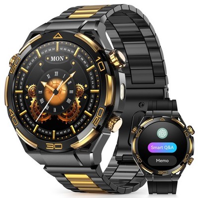 14K Gold Luxury Smart Watch Men with ChatGPT 1.43'' AMOLED Built-in GPS Flashligh