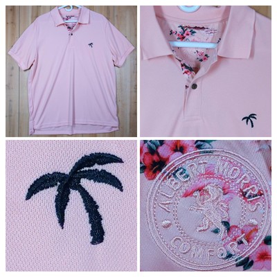 Albert Morris Comfort Polo Pink Men s XL Embroidered Logo Golf Palm Tree Knit