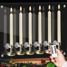 Window Flameless Taper Candles with Remote & Timer, Battery Operated LED Cand...