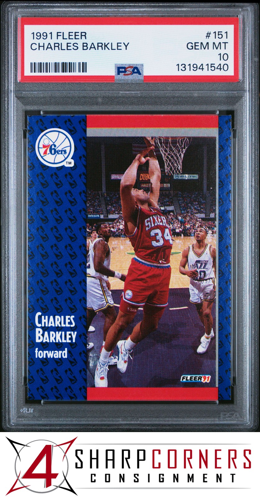 1991 FLEER #151 CHARLES BARKLEY 76ERS HOF PSA 10