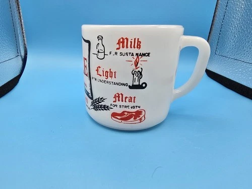Vintage Federal Glass Milk Glass Mug Bible