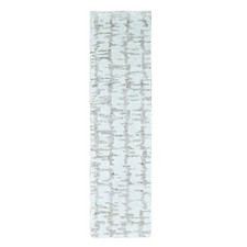 2'7"x9'10" Ivory Hand Knotted Minimalist Swedish Design Wool Runner Rug R10354