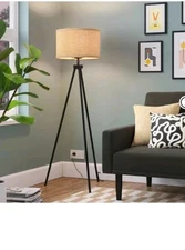 Tripod Floor Lamp with Shade Black - Room Essentials™: Modern Standing Light, 