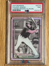 2024 Bowman Chrome Prospects Walker Jenkins #BCP-43 Pearl Refractor PSA 9