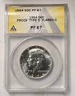 1964 Type 2 Flared G Proof Kennedy Silver Half Dollar ANACS PF67