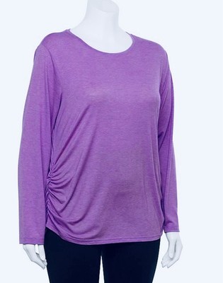Womens plus 4X Tek Gear Shirred top Tee shirt NWT $36 Long sleeve wicking Purple