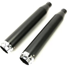 Rinehart Black 3 in. Slip-On Mufflers w/Chrome Scalloped End Caps - 500-0203C-S