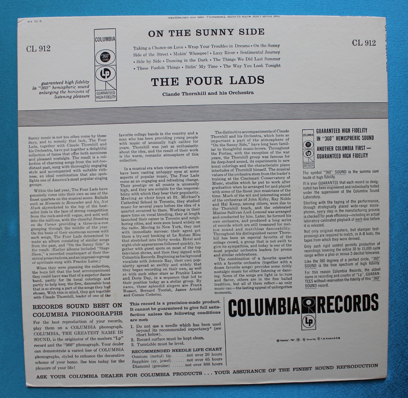 The Four Lads-On The Sunny Side-1956 Traditional Pop 6-Eye Mono NM/E Nice Copy thumbnail 2