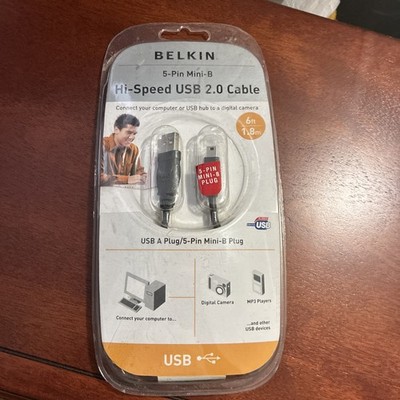 Belkin Hi-Speed USB 2.0 A/B Device Computer Cable -6ft/1.8m-length-5 Pin Mini-B
