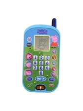 VTech Peppa Pig Let's Chat Learning Phone Blue Light Up Cell Phone Tested.   B7