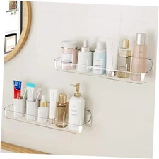  Acrylic Shower Caddy Adhesive Shelf, 2pc Plastic Shower Organizer 2Pack Clear