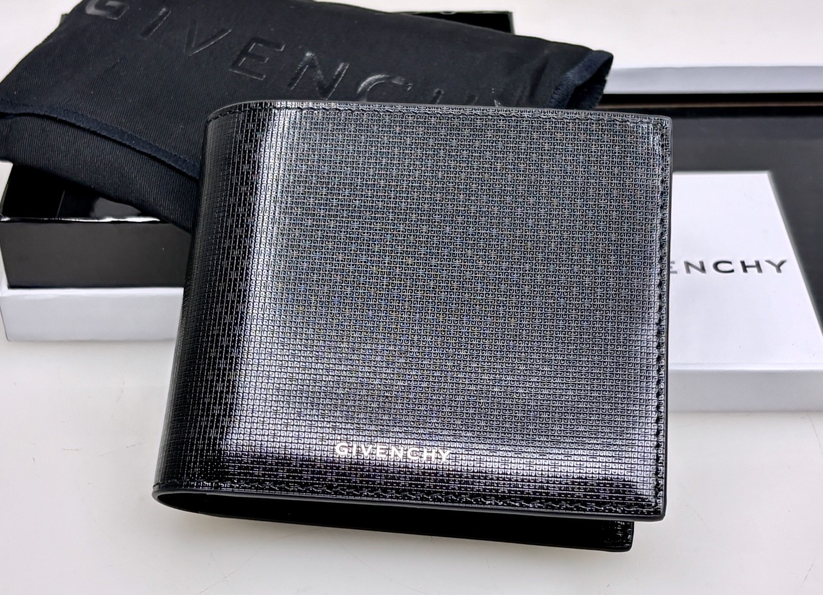 Givenchy Black Leather Billfold Wallet  Italy New  -  32119